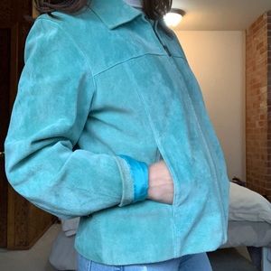 Teal leather jacket (100% genuine leather)